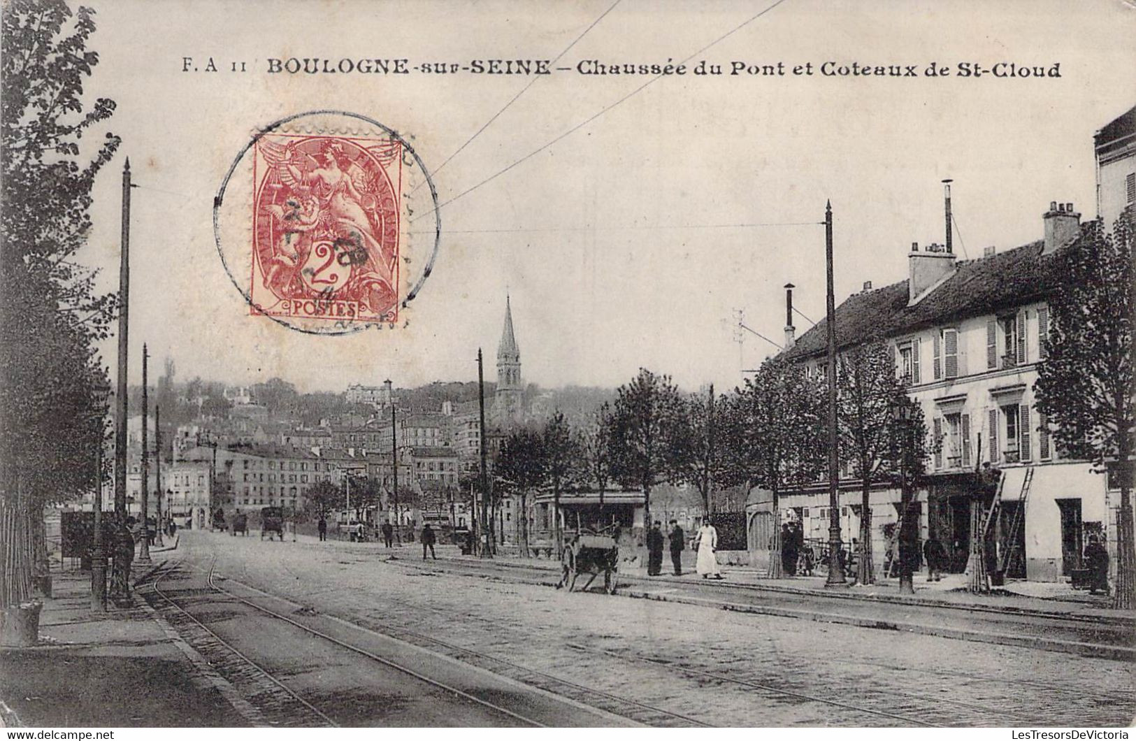 CPA - 92 - BOULOGNE Sur SEINE - Chaussée Du Pont Et Côteaux De St Cloud  - Chariot - Animée - Boulogne Billancourt