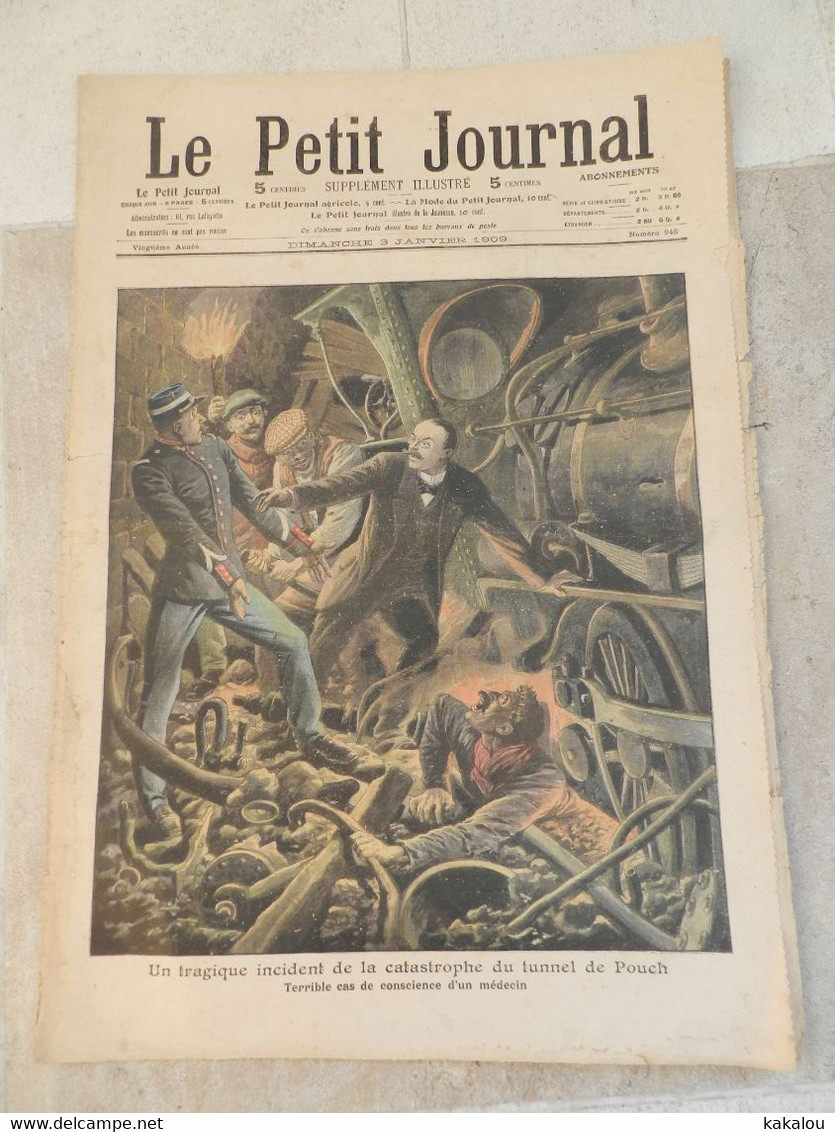 Le Petit Journal 1909 Tragique Incident Du Tunnel De Pouch /le Dirigeable Le Petit Journal Atterrissant A Bagatelle - 1900-1949