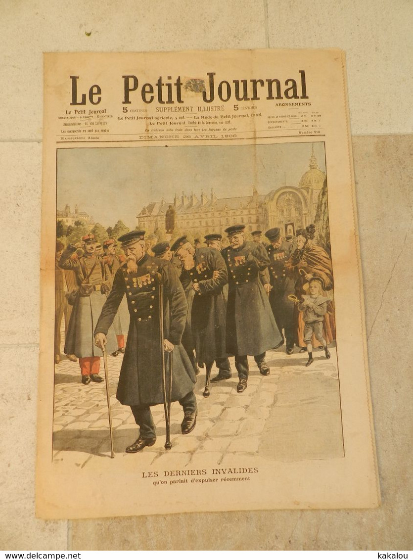 Le Petit Journal 1908 Les Derniers Invalides /joueur D'orque De Barbarie - 1900-1949