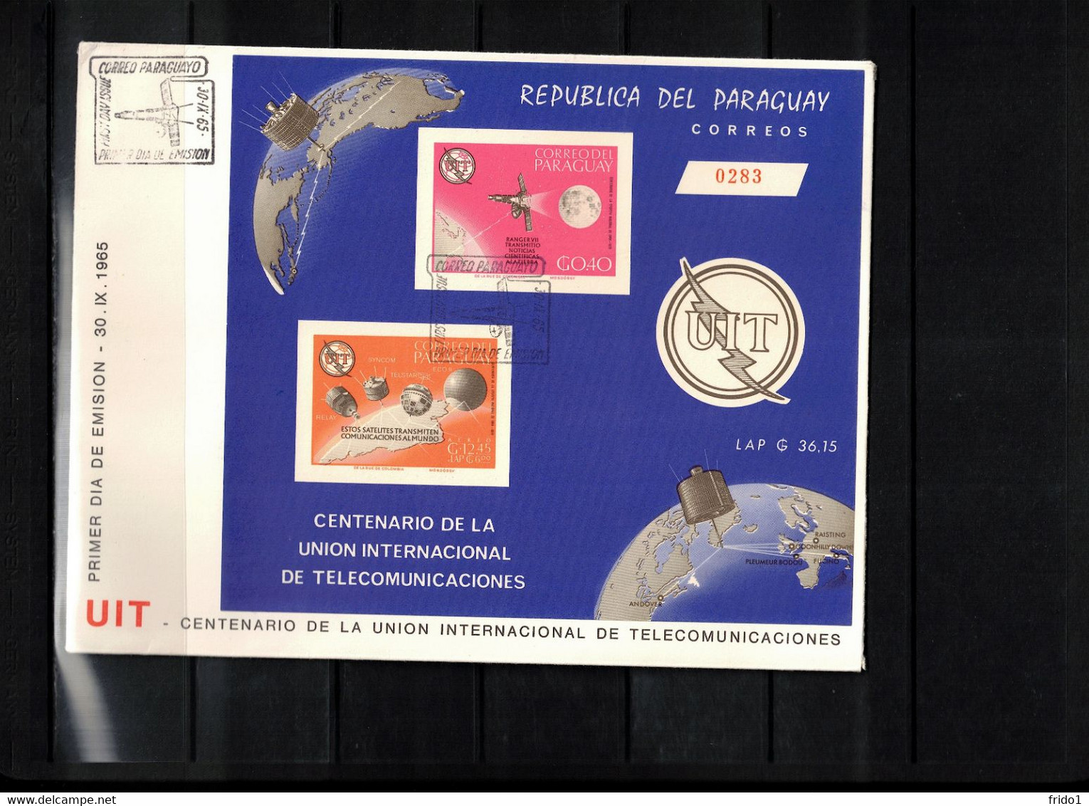 Paraguay 1956 Space / Raumfahrt - Centenary Of UIT Block FDC - Südamerika