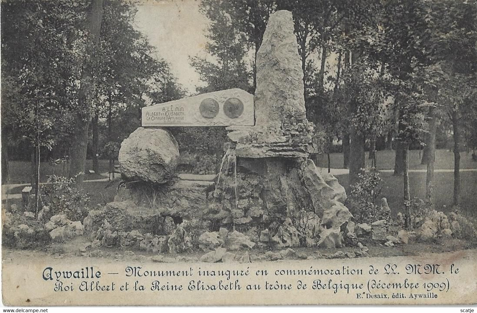 Aywaille   -   Monument Inauguré En Commémoation De LL. MM. Le Roi  Albert Et .... 1911  Naar Manhay - Aywaille