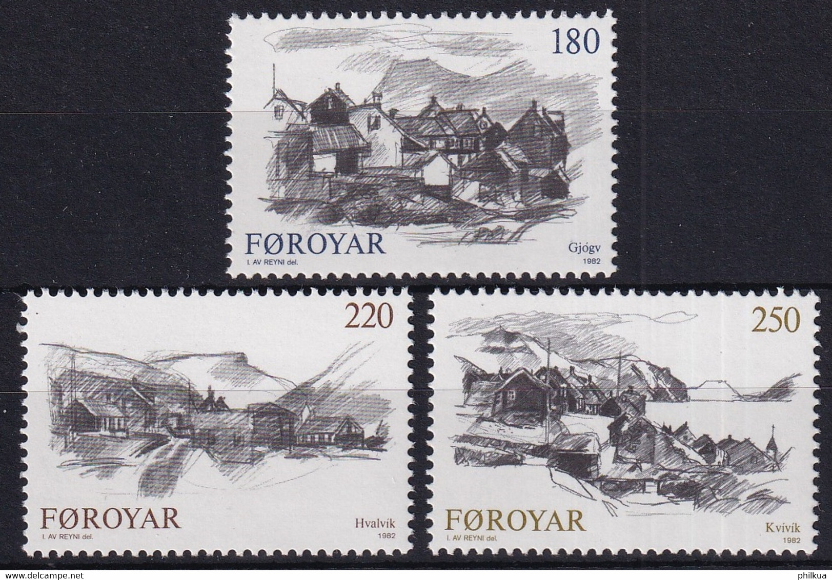 MiNr. 72 - 74 Dänemark Färöer 1982, 7. Juni. Färingische Dörfer - Postfrisch/**/MNH - Färöer Inseln