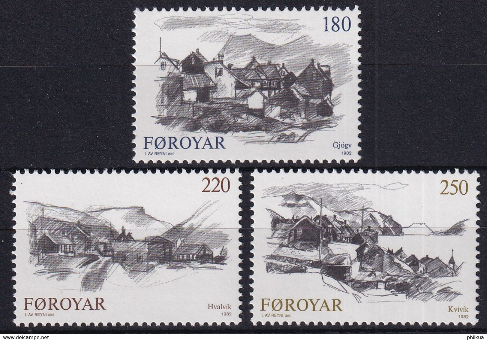 MiNr. 72 - 74 Dänemark Färöer 1982, 7. Juni. Färingische Dörfer - Postfrisch/**/MNH - Féroé (Iles)