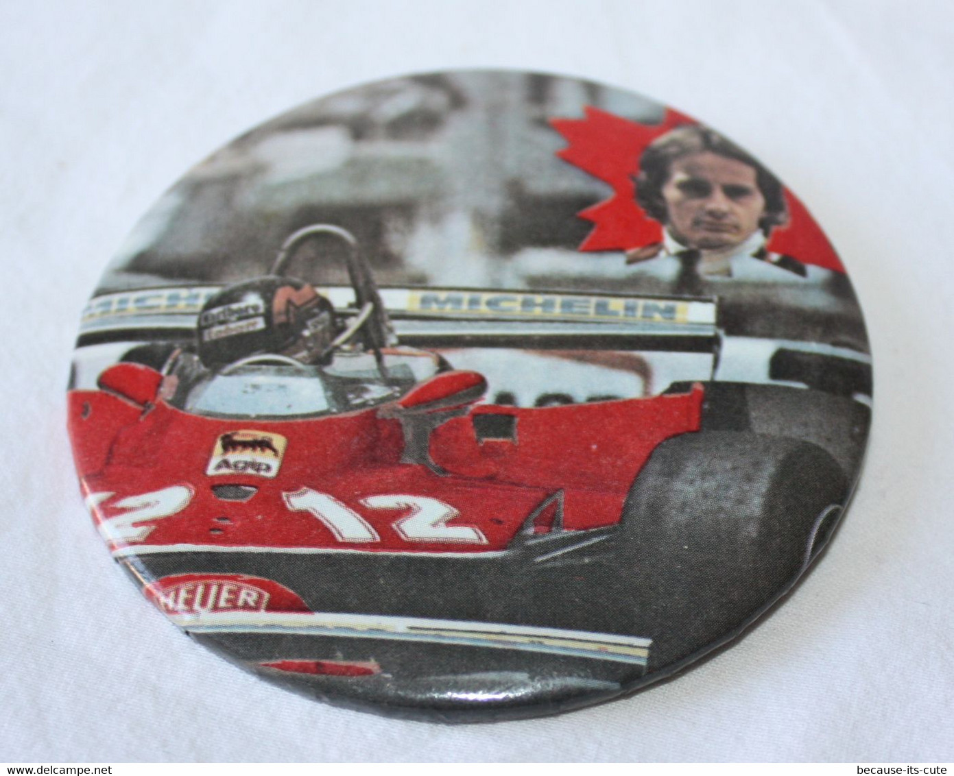 Vintage Ferrari Pinback Button Formula 1 Gilles Villeneuve Badge Formule 1 - Ferrari