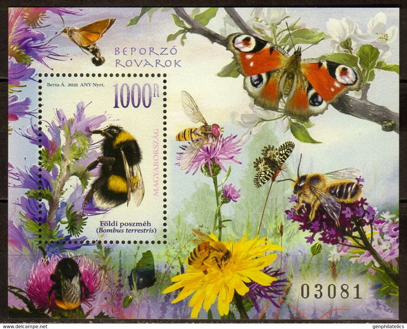 HUNGARY 2021 FAUNA Animals. Flowers. Insects. Butterflies BEES - Fine S/S MNH - Ungebraucht