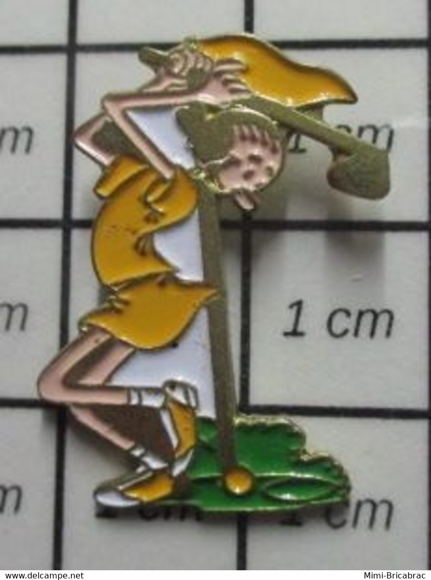 513J Pin's Pins / Beau Et Rare / BD / DESSIN ANIME OLIVE OIL FIANCEE DE POPEYE JOUANT AU GOLF - Golf