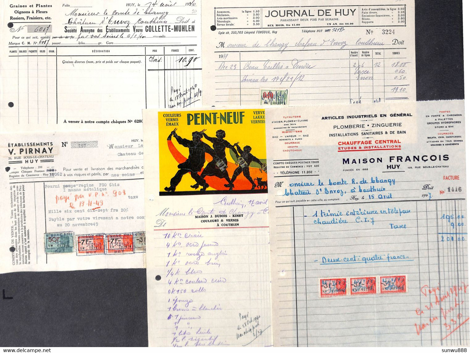 Huy Couthuin ... Superbe Lot 100 Documents - Autres & Non Classés