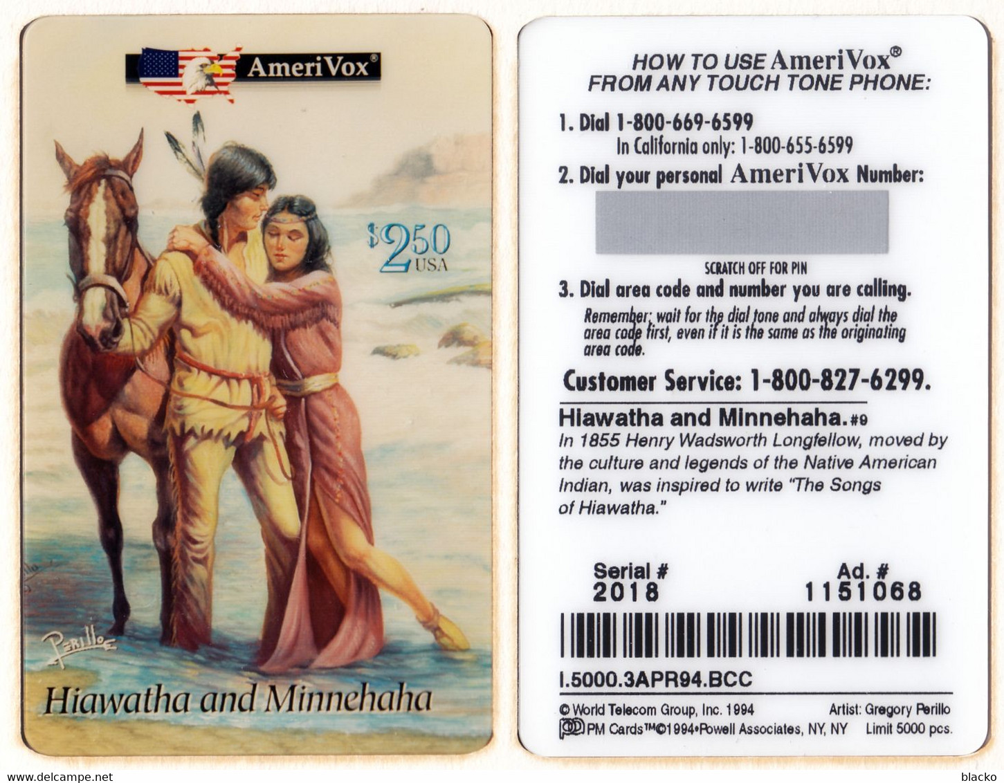 USA - Amerivox - 3 Diff. Phonecards Indian Dbz01 5000ex - Amerivox
