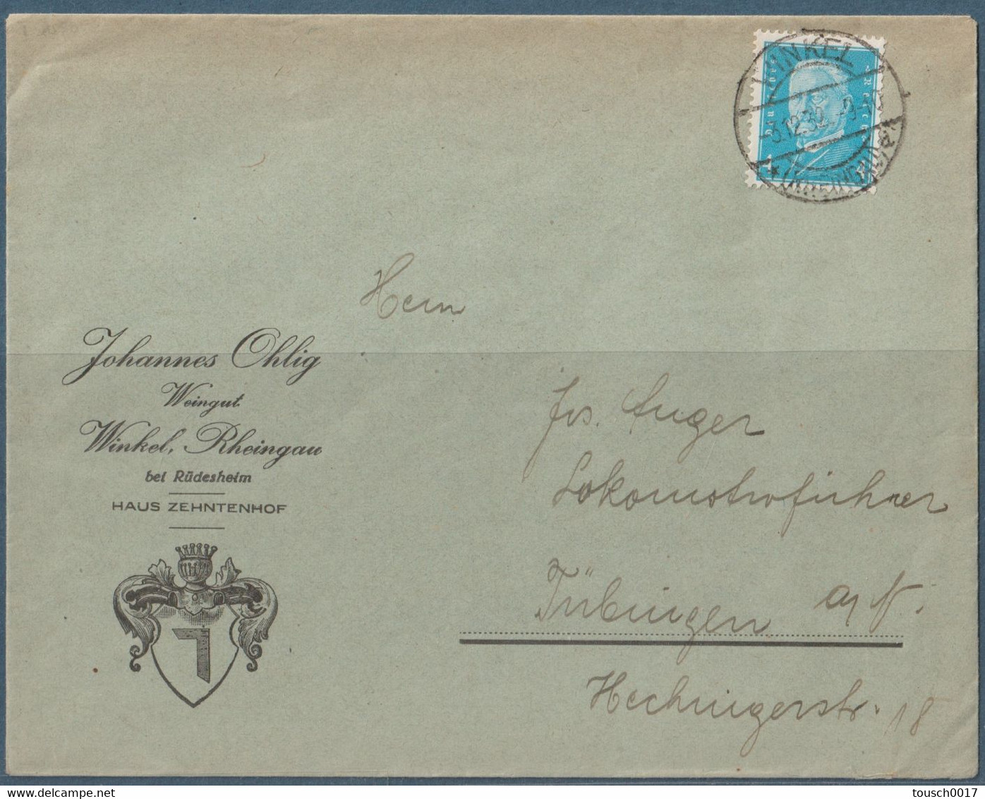 Lettre Allemagne - Brief Winkel Bei Rüdesheim Rheingau 1932 Weingut - Gebraucht