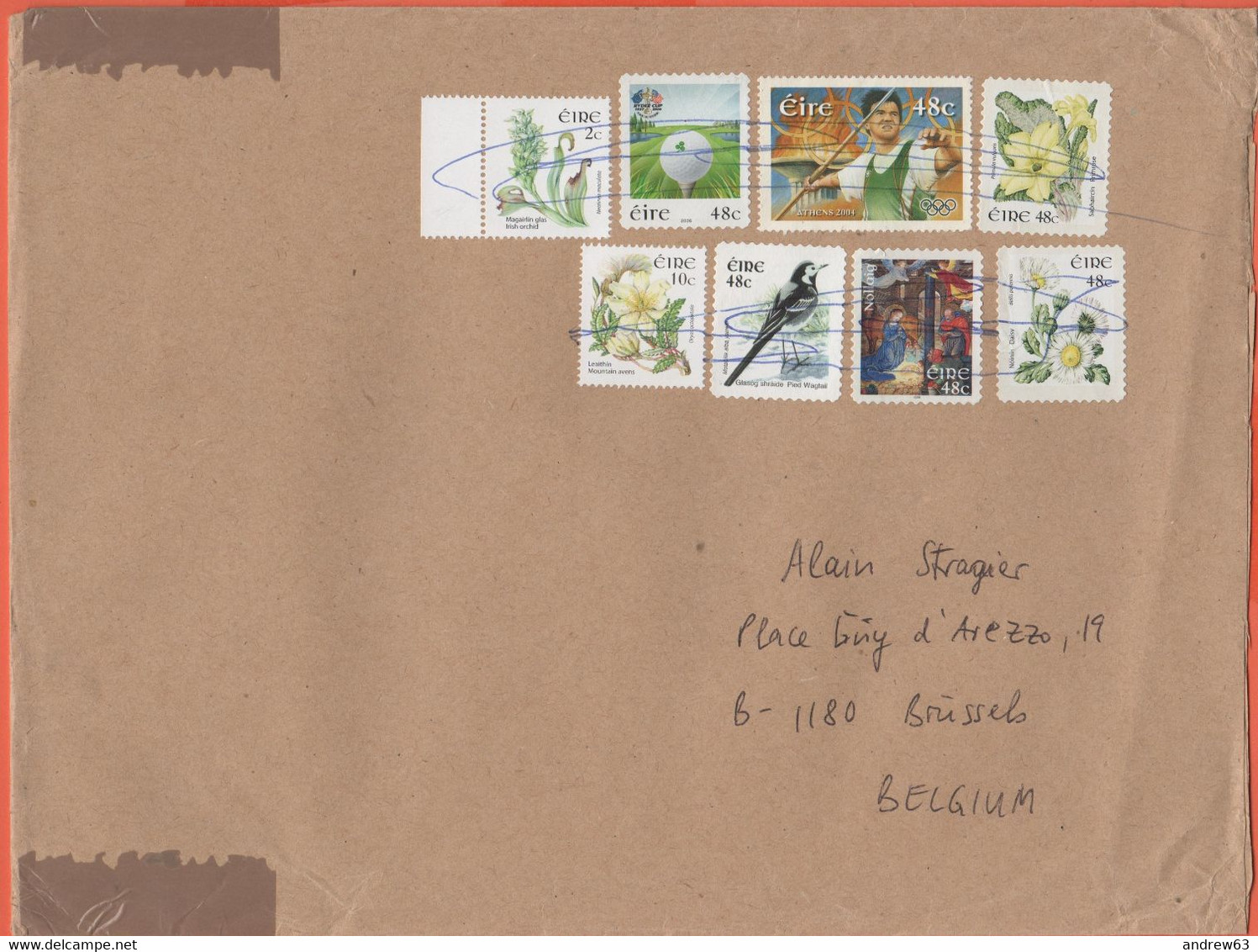 IRLANDA - IRELAND - Irlande - EIRE - 20?? - 8 Stamps - Medium Envelope - Viaggiata Da Blackrock, Dublin Per Brussels, Be - Brieven En Documenten