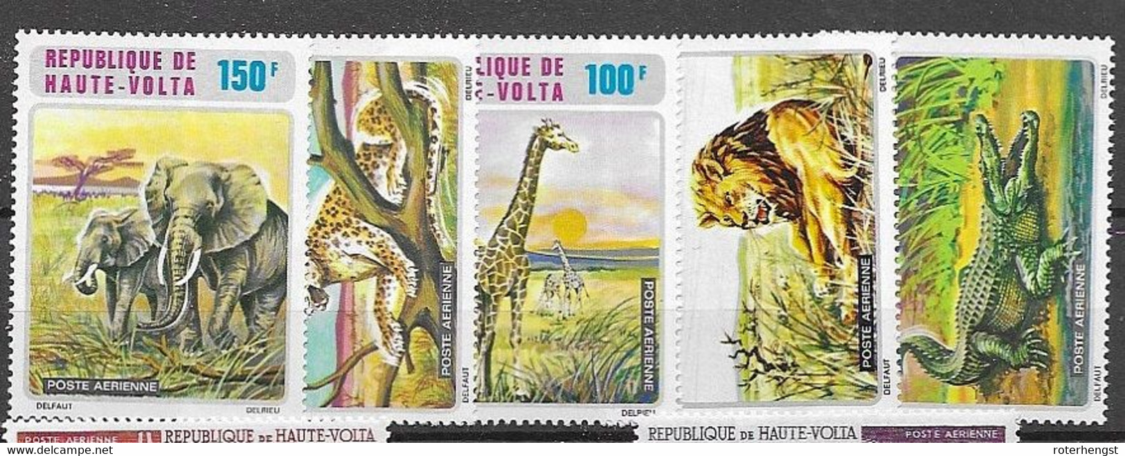 Haute-Volta (Burkina) Mnh ** 15 Euros 1973 Animals Set Giraffe Lion Crocodile Elephant - Haute-Volta (1958-1984)