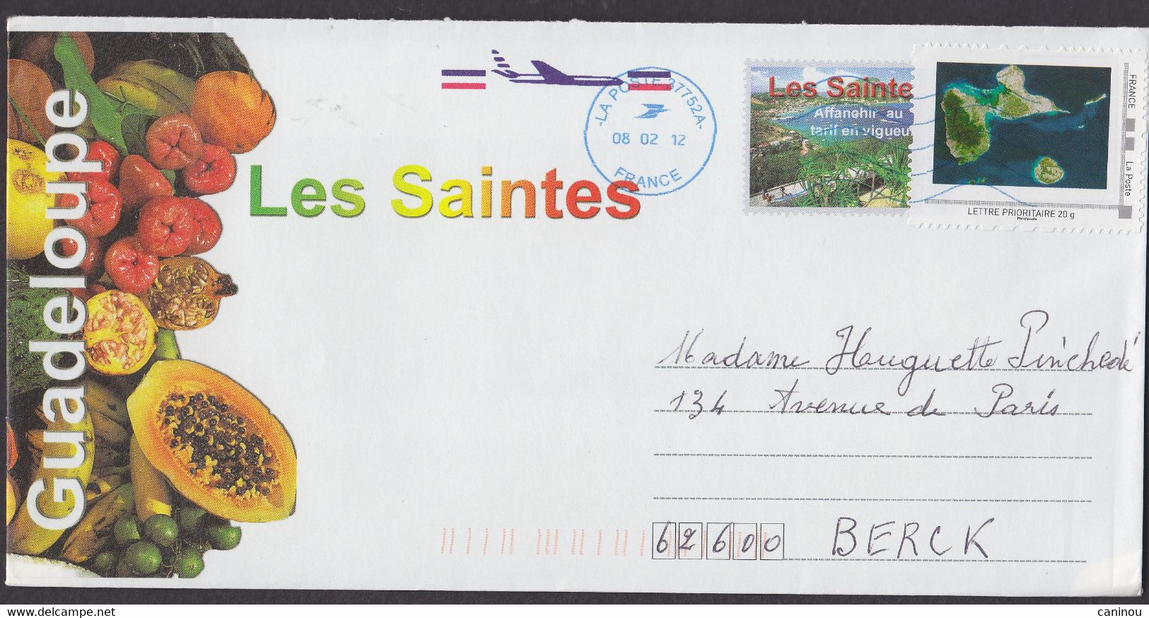 FRANCE  ENVELOPPE ILLUSTREE  AFFRANCHISSEMENT TIMBRE PERSONNALISE GUADELOUPE LES SAINTES 2012 - Covers & Documents