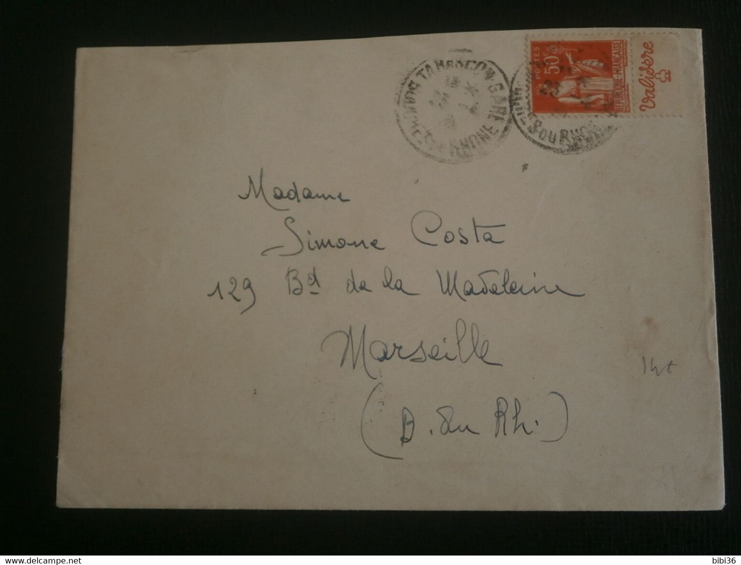 FRANCE 283 PAIX BANDE PUBLICITAIRE PUBLICITE PUB VALISERE  LETTRE ENVELOPPE COURRIER TARASCON GARE BOUCHE DU RHONE - Covers & Documents