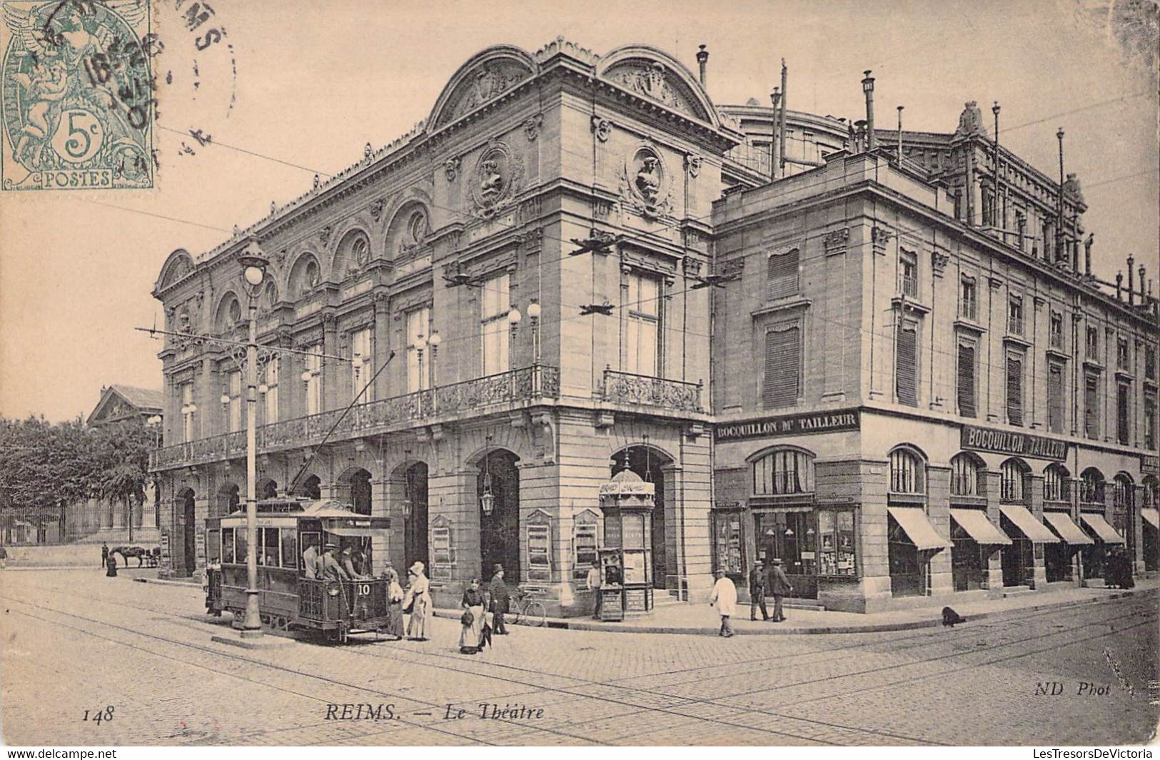 CPA FRANCE - 51 - REIMS - Le Théatre - Tram - ND PHOT - Commerce - Reims