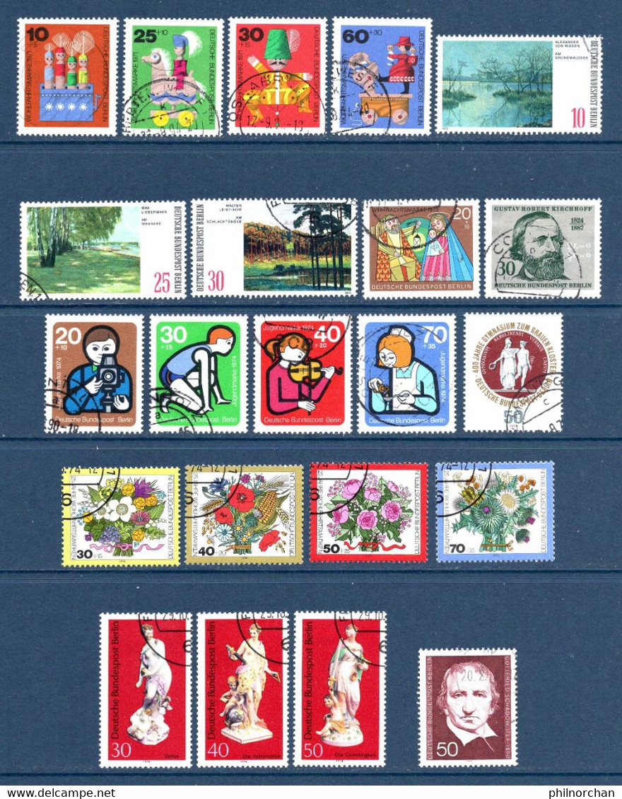 Allemagne Berlin 1971/1975  21 Timbres Différents Oblitérés, 5 Séries Complètes  TB  2 €  (cote 19,65 €) - Gebraucht