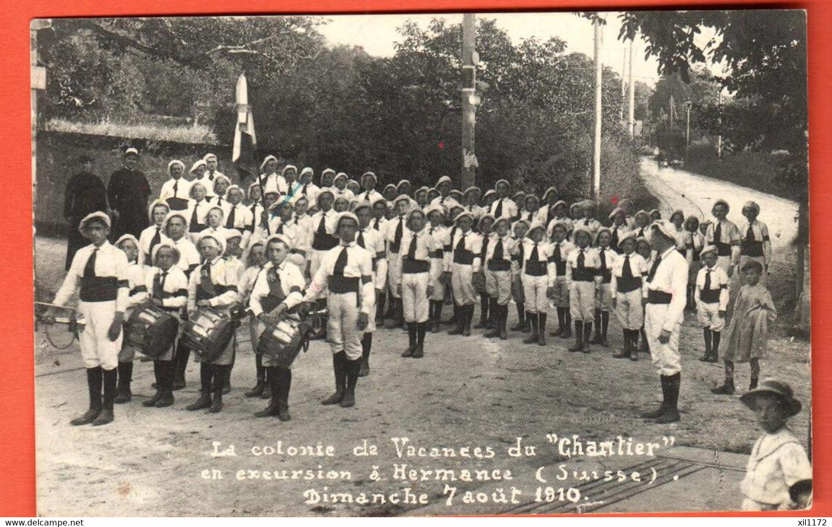 ZSC-18 Carte Etudiants Ou Scouts Hermancia De 139 Rte D'Hermance, 74140 Chens-sur-Léman, à Hermance Suisse Août 1910 - Hermance