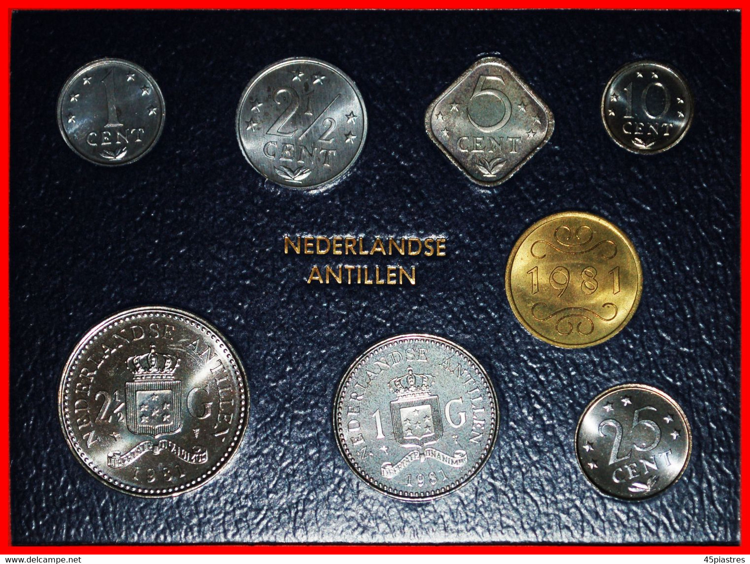 * FDC SET: NETHERLANDS ANTILLES★ 1 - 2 1/2 - 5-10-25 CENTS 1-2 1/2 GULDEN 1981! UNC MINT LUSTRE★ LOW START ★ NO RESERVE! - Netherlands Antilles