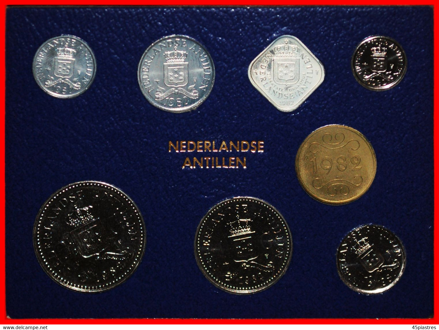 * FDC SET: NETHERLANDS ANTILLES★ 1 - 2 1/2 - 5-10-25 CENTS 1-2 1/2 GULDEN 1982! UNC MINT LUSTRE★ LOW START ★ NO RESERVE! - Netherlands Antilles