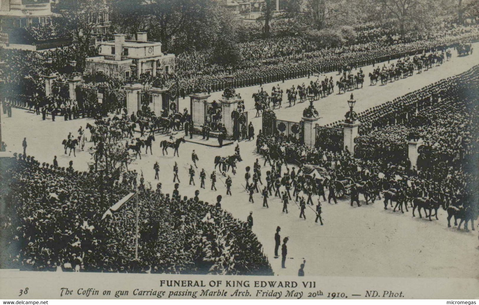 Funeral Of King Edward VII - The Coffin On Gun Carriage Passing Marble Arch, Friday May 20th 1910 - Begrafenis