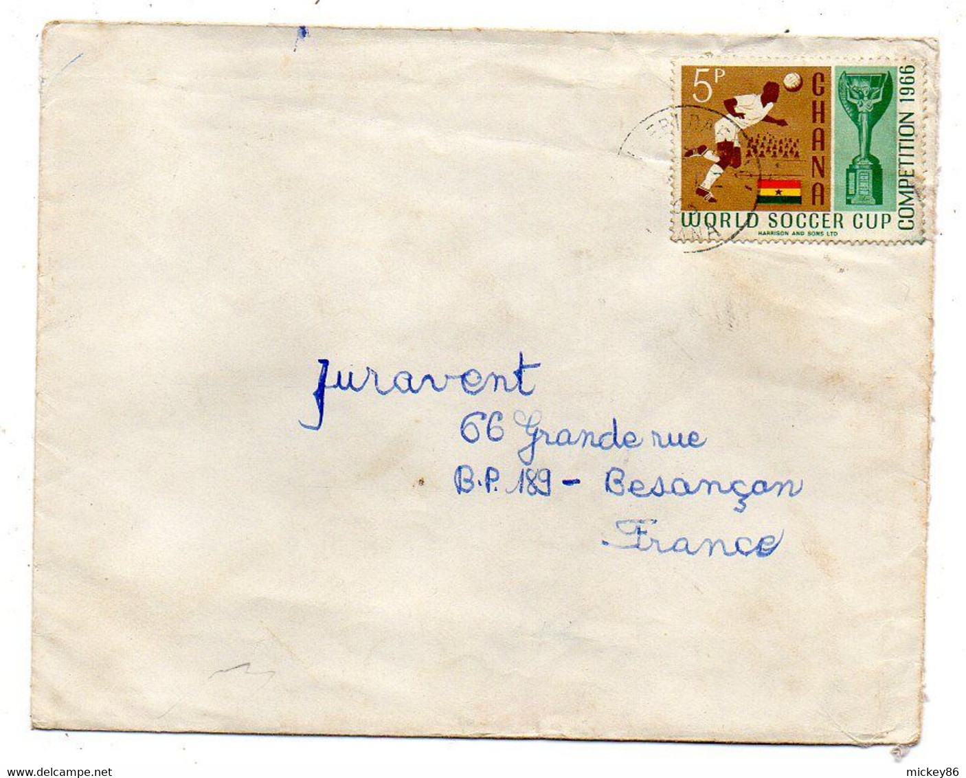 GHANA  -1967-Lettre De LEKLEBI   Pour Besançon (France)..tp  Football Coupe Du Monde 1966  Seul  Sur Lettre.....à Saisir - Ghana (1957-...)