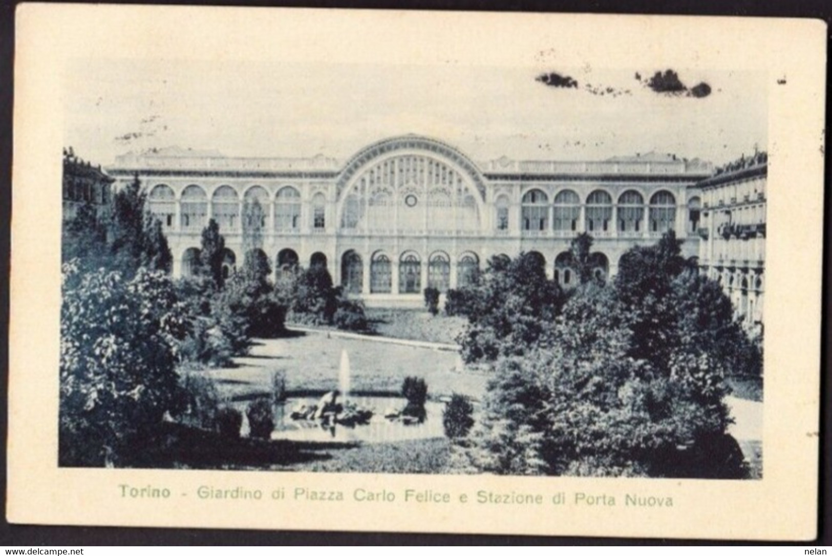 TORINO - GIARDINO DI PIAZZA CARLO FELICE E STAZIONE DI PORTA NUOVA - VIAGG. 1913 - F.P. - STORIA POSTALE - Parks & Gärten
