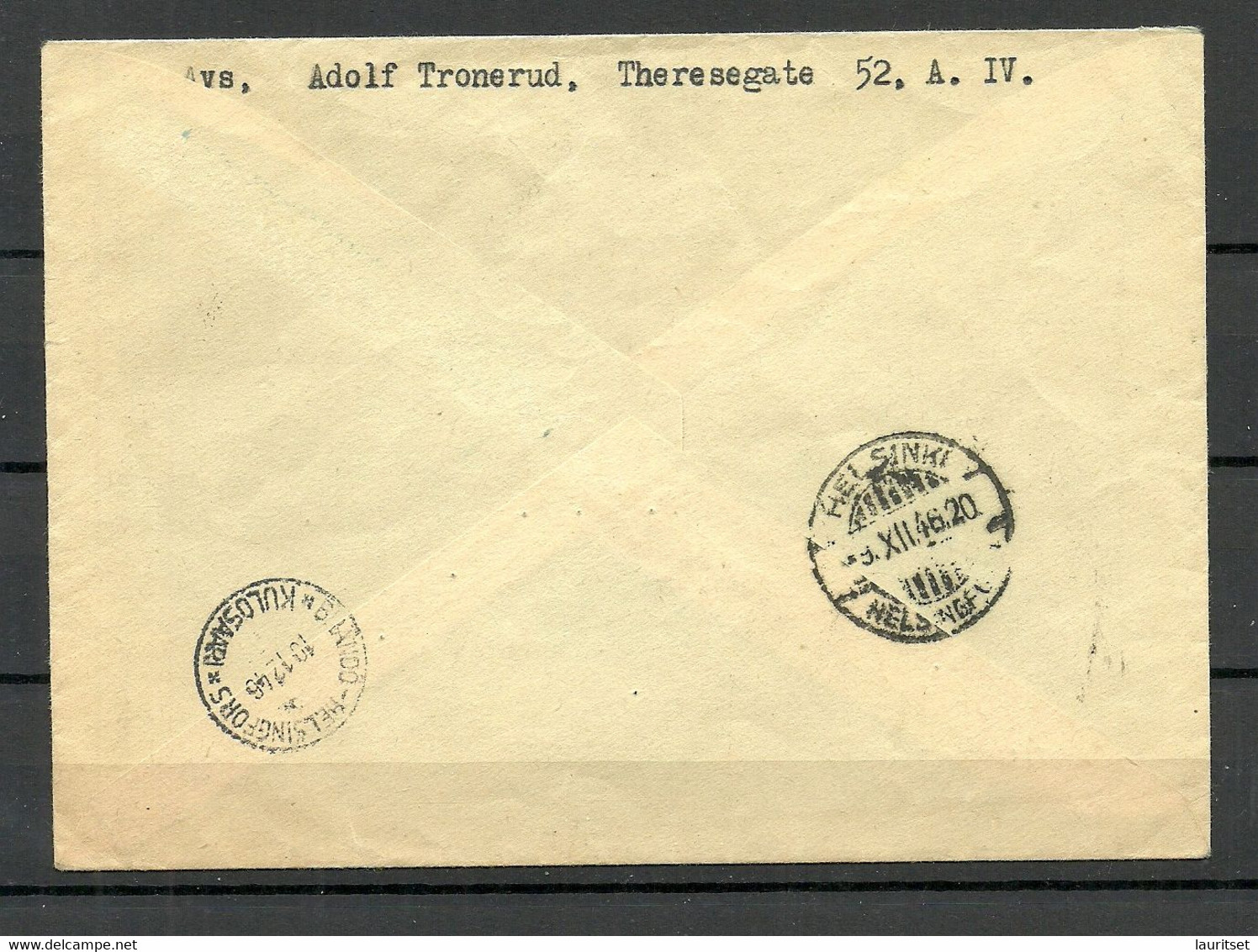 NORGE 1946 O Oslo Commercial Cover To Finland Brandstation - Lettres & Documents