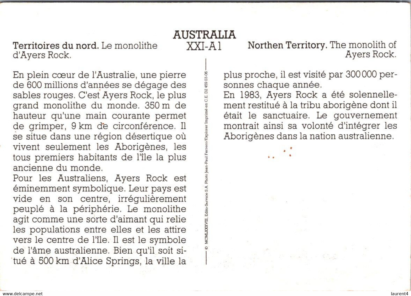 (3 L 18) Australia - NT - Ayers Rock (now Call ULURU) - Uluru & The Olgas