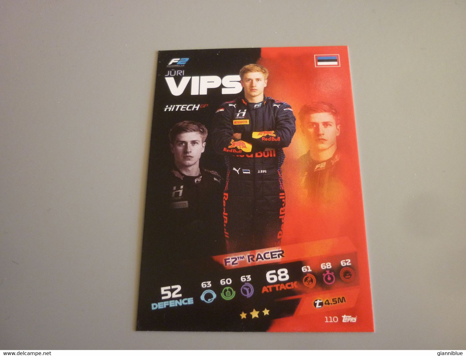 Juri Vips F2 Red Bull Hitech GP Formula 1 F1 Topps Turbo Atax 2021 Trading Card - Automobile - F1