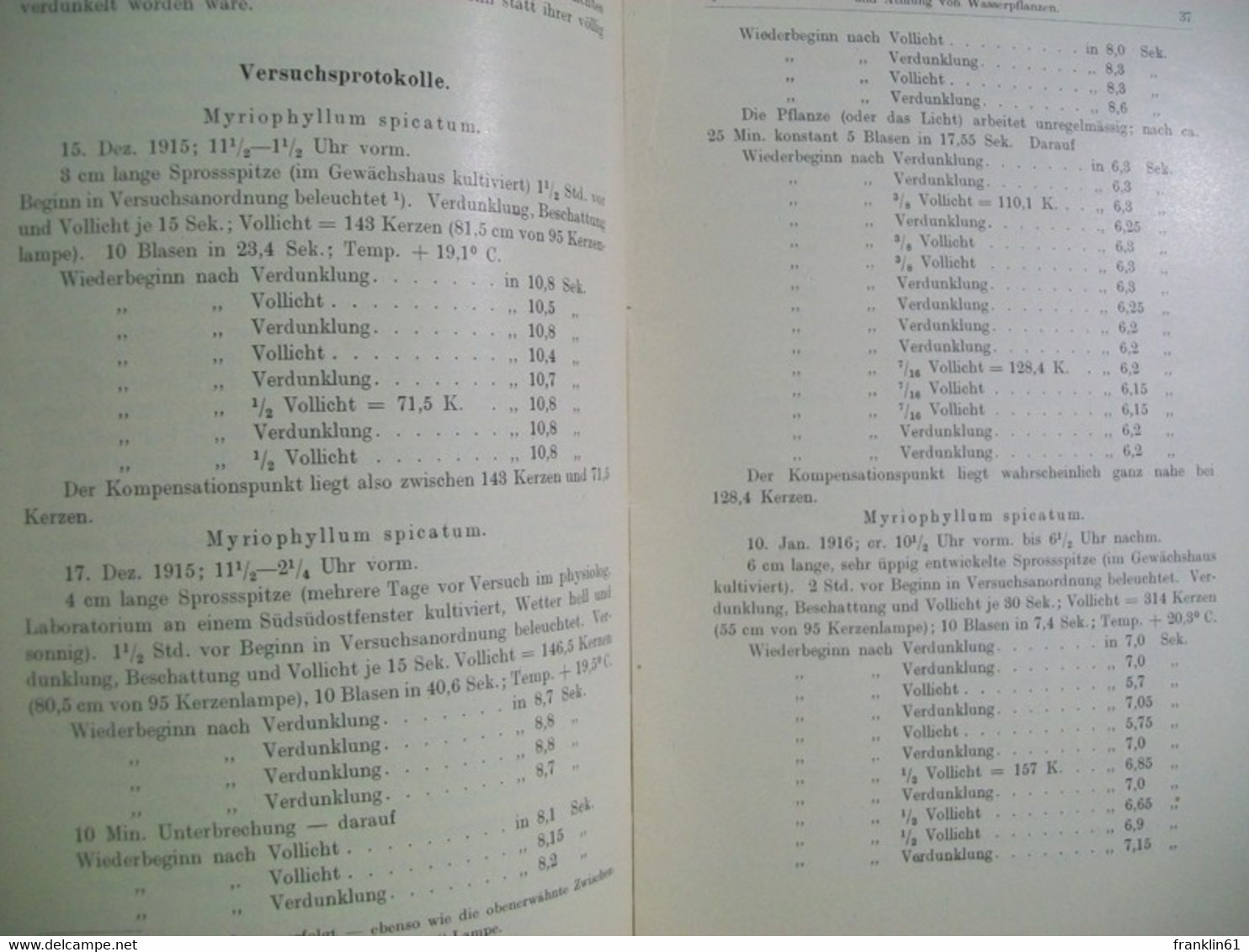 Untersuchungen über Die Assimilation Und Atmung Von Wasserpflanzen - Botanik