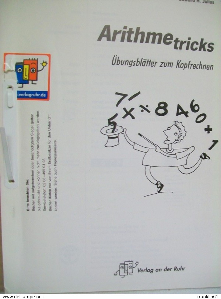 Arithmetricks. Übungsblätter Zum Kopfrechnen. - School Books