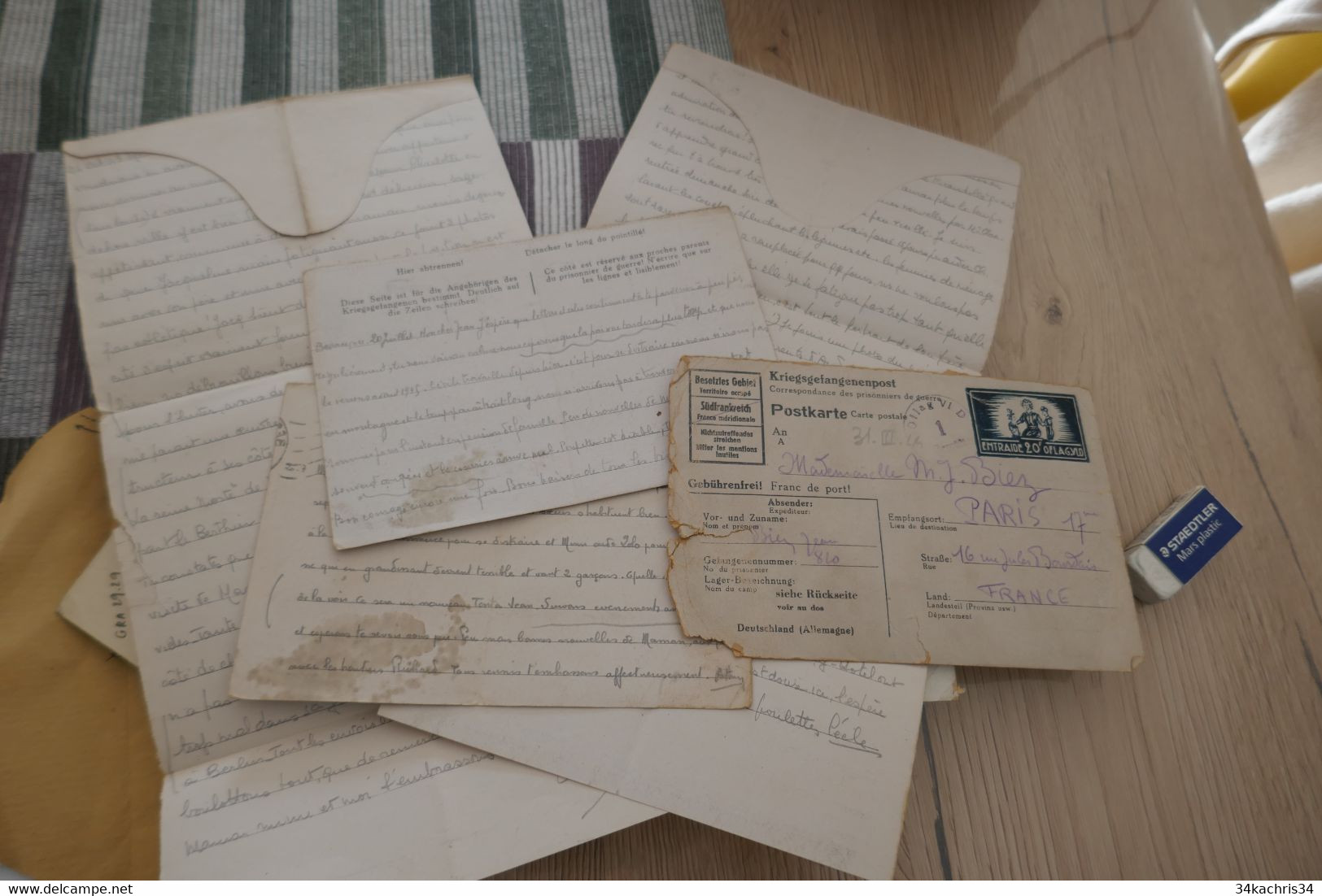 Militaria Archive Lt J.Biez Guerre 39/45 prisonniers de guerre 15 lettres + divers Offlag Munster Soest Westpalie