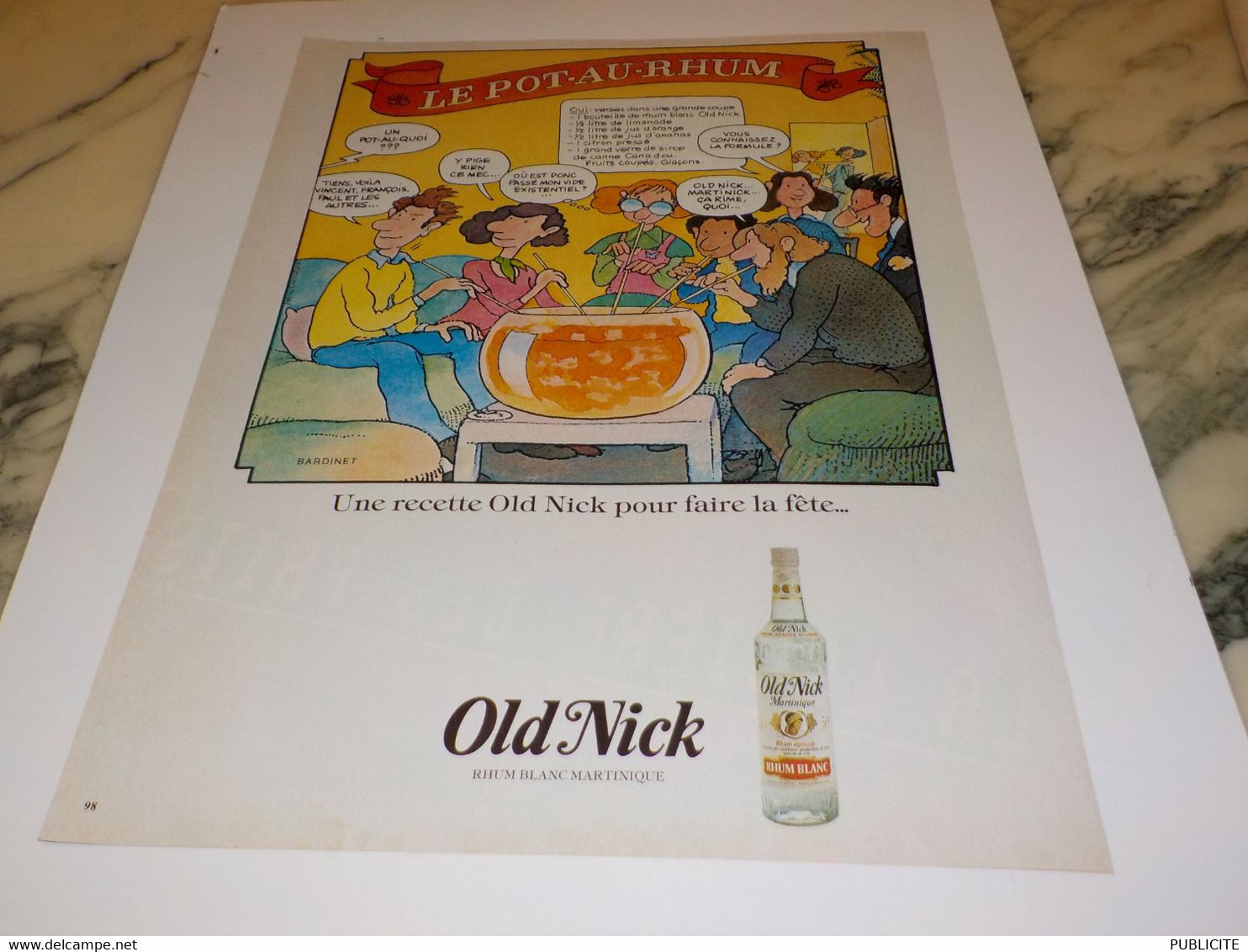 ANCIENNE PUBLICITE LE POT AU RHUM UNE RECETTE RHUM OLD NICK 1980 - Alcools