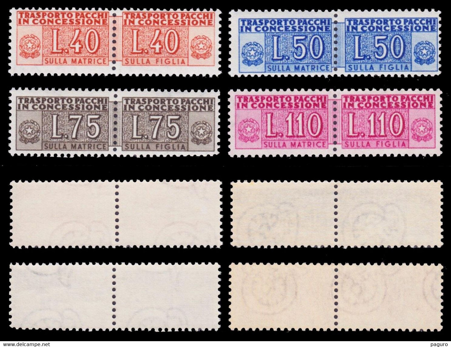 ITALIA Repubblica 1953 Pacchi In Concessione Serie Completa 4v. Filigrana Ruota MNH ** Integri LUSSO - Consigned Parcels