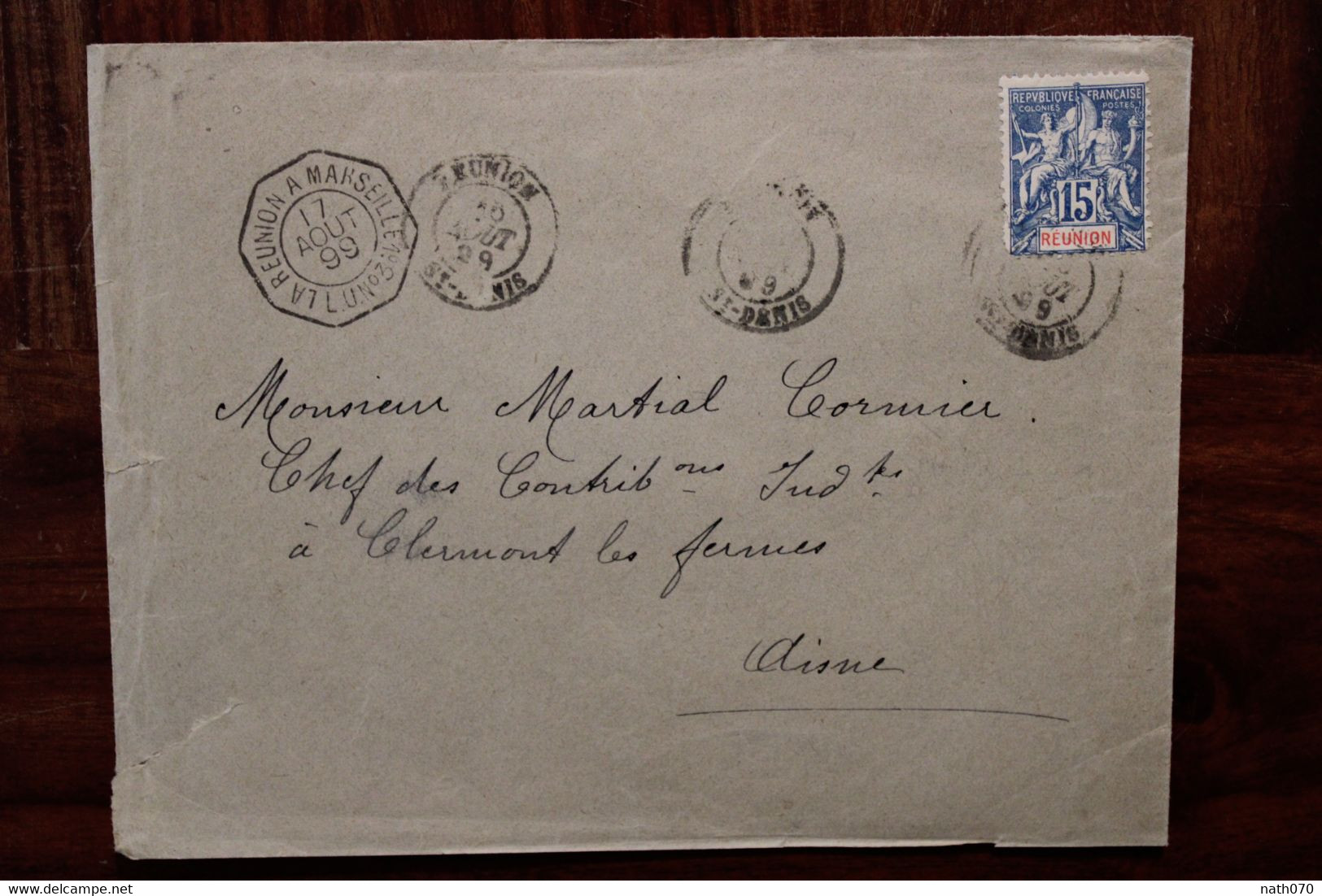 1899 La Réunion France Pour Clermont Les Fermes Ligne Lo N°3 La Réunion à Marseille Cover Colonie Groupe Timbre Seul - Cartas & Documentos