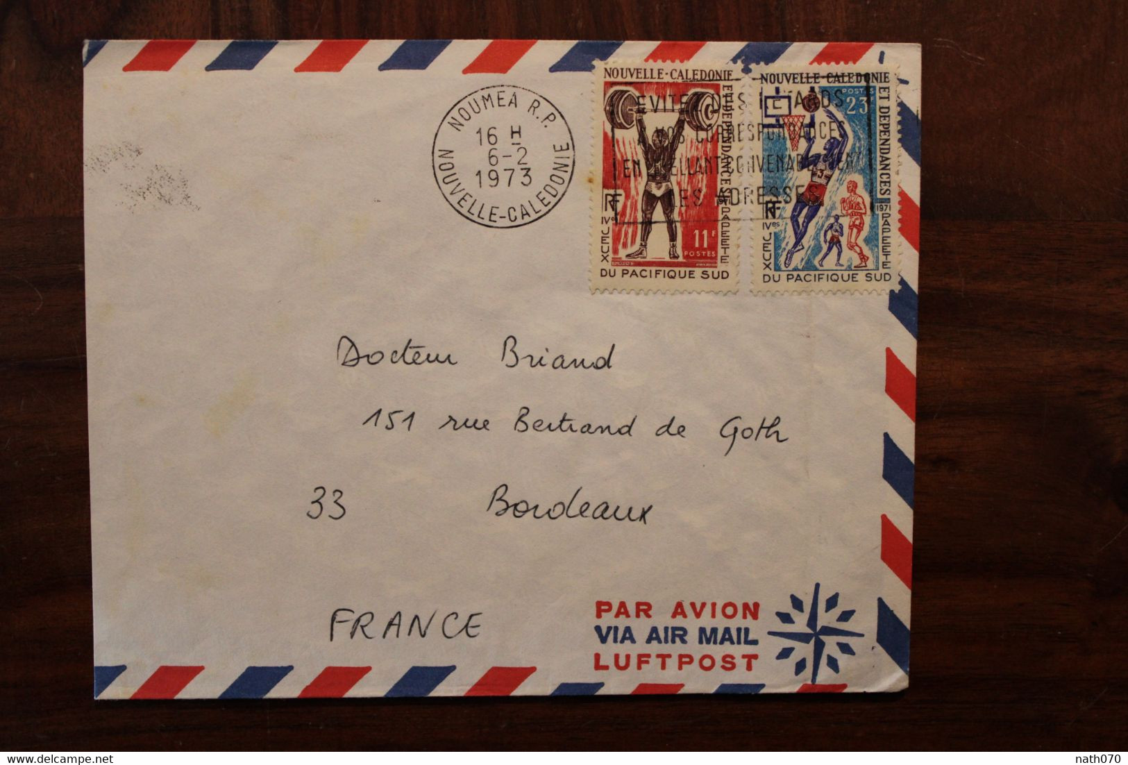 1973 Nouvelle Calédonie New Caledonia France Cover Jeux Du Pacifique Sud - Lettres & Documents