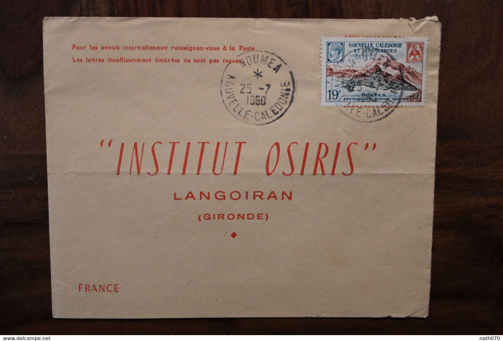 1960 Nouvelle Calédonie New Caledonia France Cover Pour Langoiran - Briefe U. Dokumente