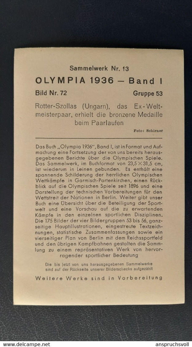 CARTE PHOTO  8X12 - JEUX OLYMPIQUES 1936 - GARMISCH PARTINKIRCHEN - PATINAGE ARTISTIQUE - Figure Skating