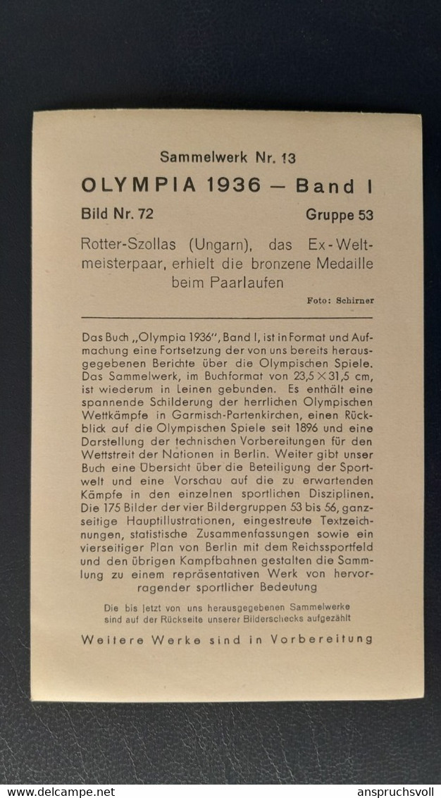 CARTE PHOTO  8X12 - JEUX OLYMPIQUES 1936 - GARMISCH PARTINKIRCHEN - PATINAGE ARTISTIQUE - Patinaje Artístico