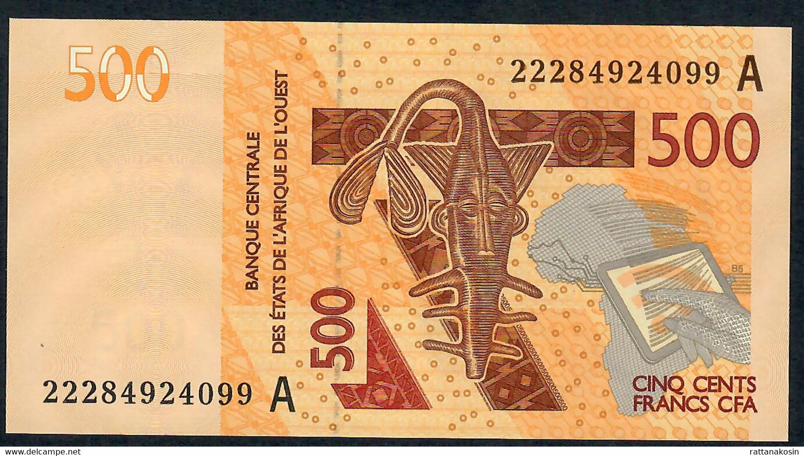 W.A.S. IVORY COAST P119Ak 500 FRANCS (20)22 2022 Signature 45 UNC. - West-Afrikaanse Staten