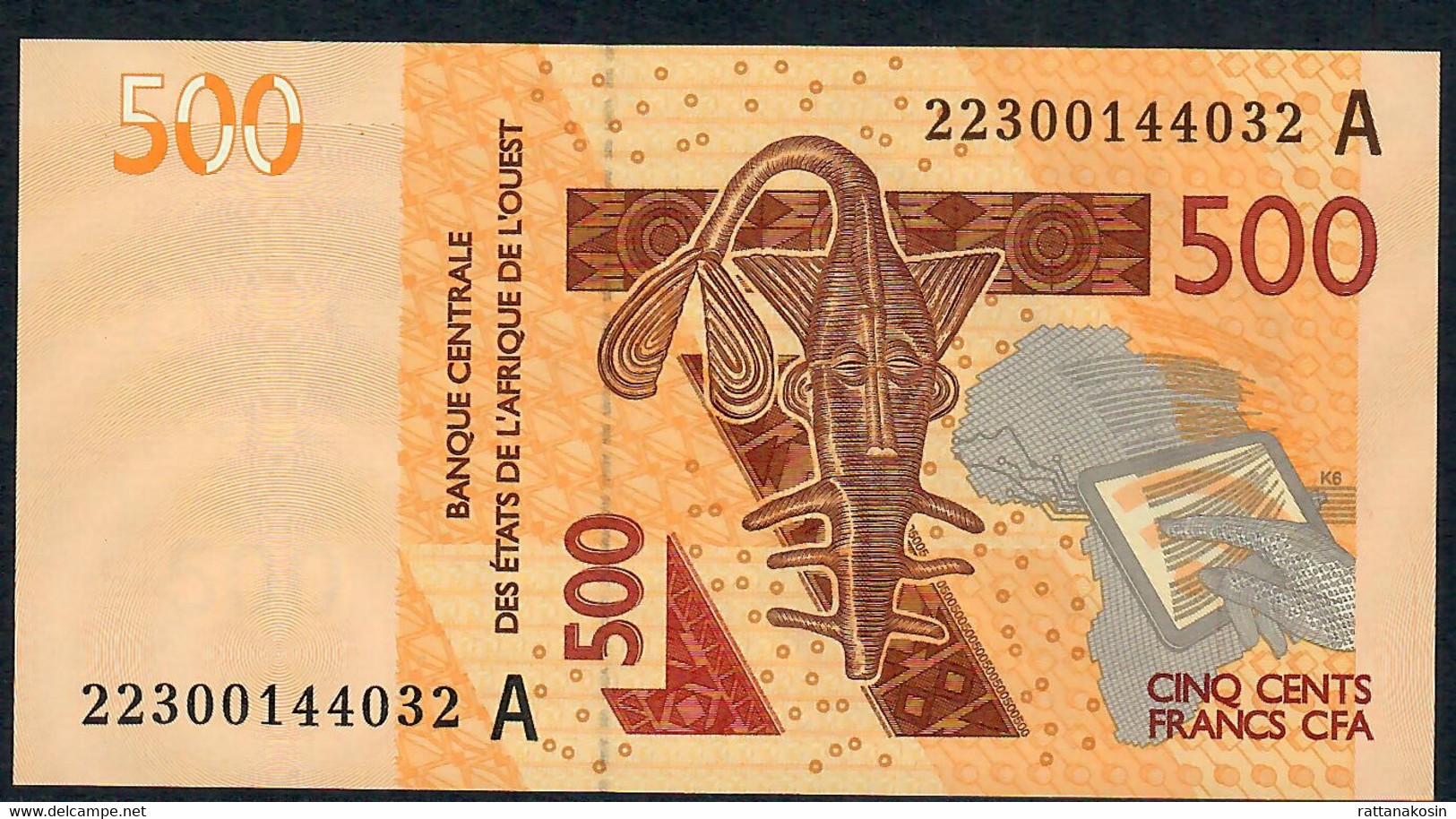 W.A.S. IVORY COAST P119Ak 500 FRANCS (20)22 2022 Signature 45 UNC. - Stati Dell'Africa Occidentale