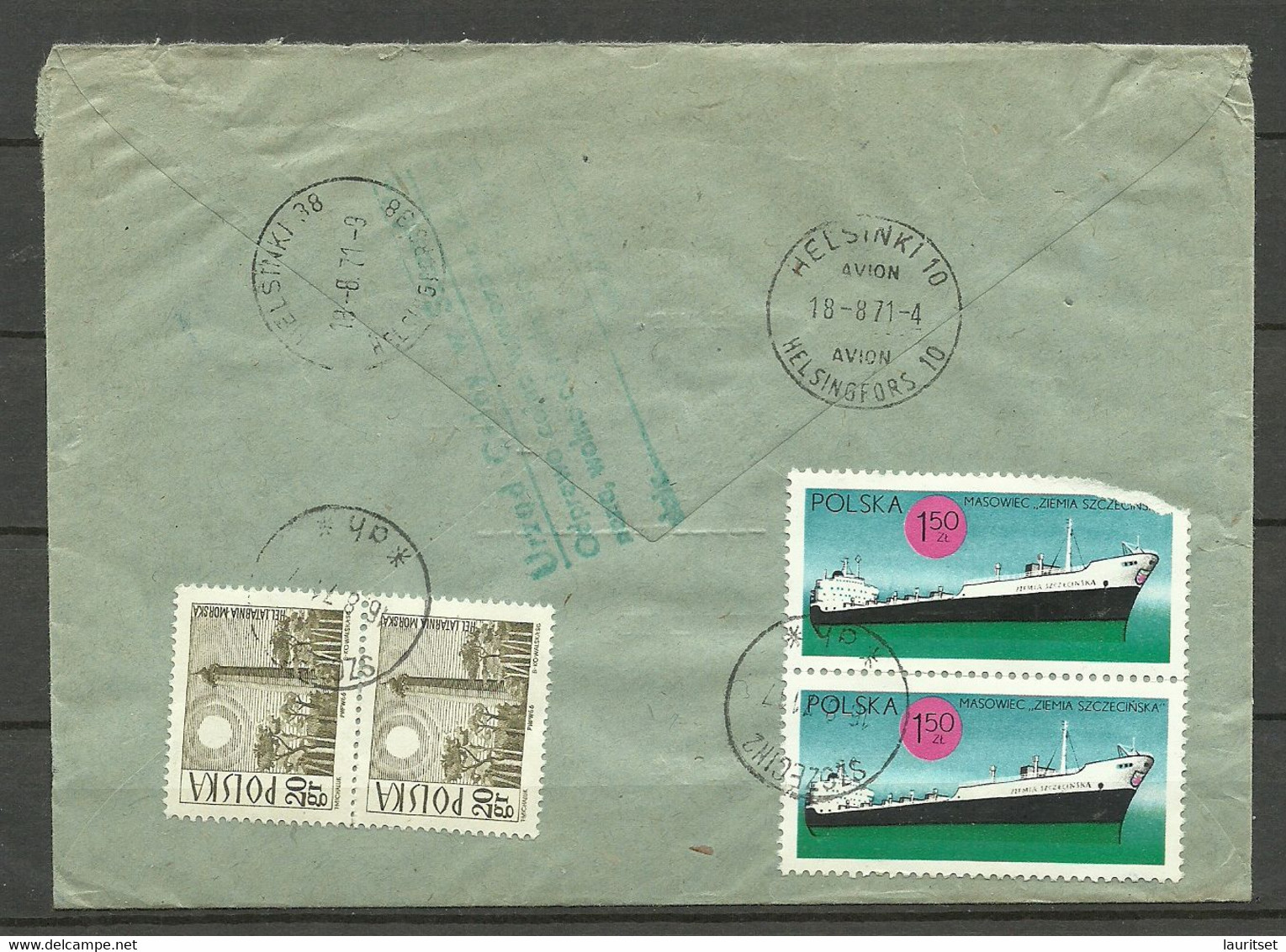 POLAND 1971 Registered Commercial Air Mail Cover To Finland Stockmann Department Store - Flugzeuge