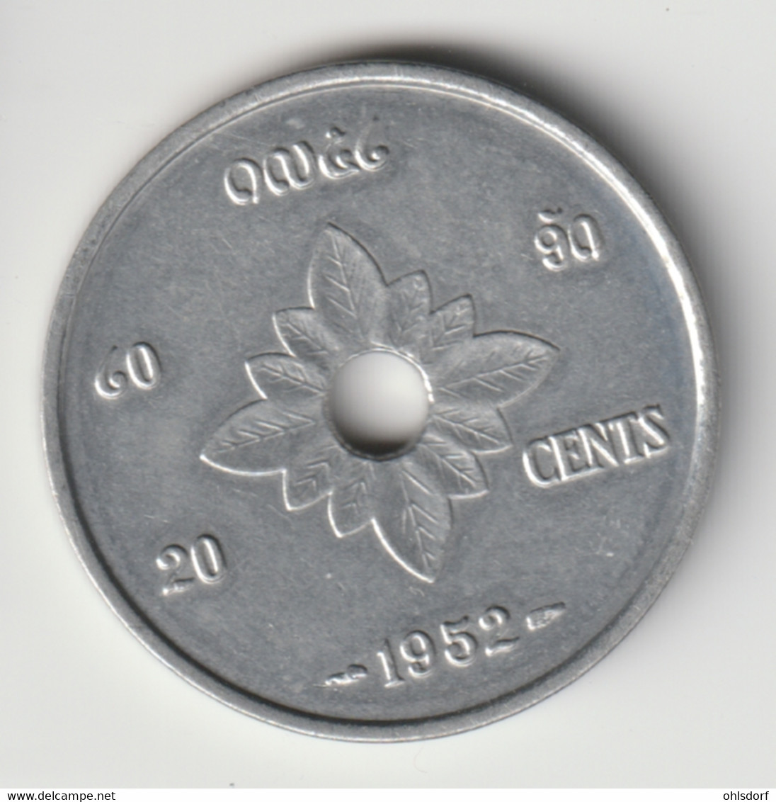 LAOS 1952: 20 Cents, KM 5 - Laos