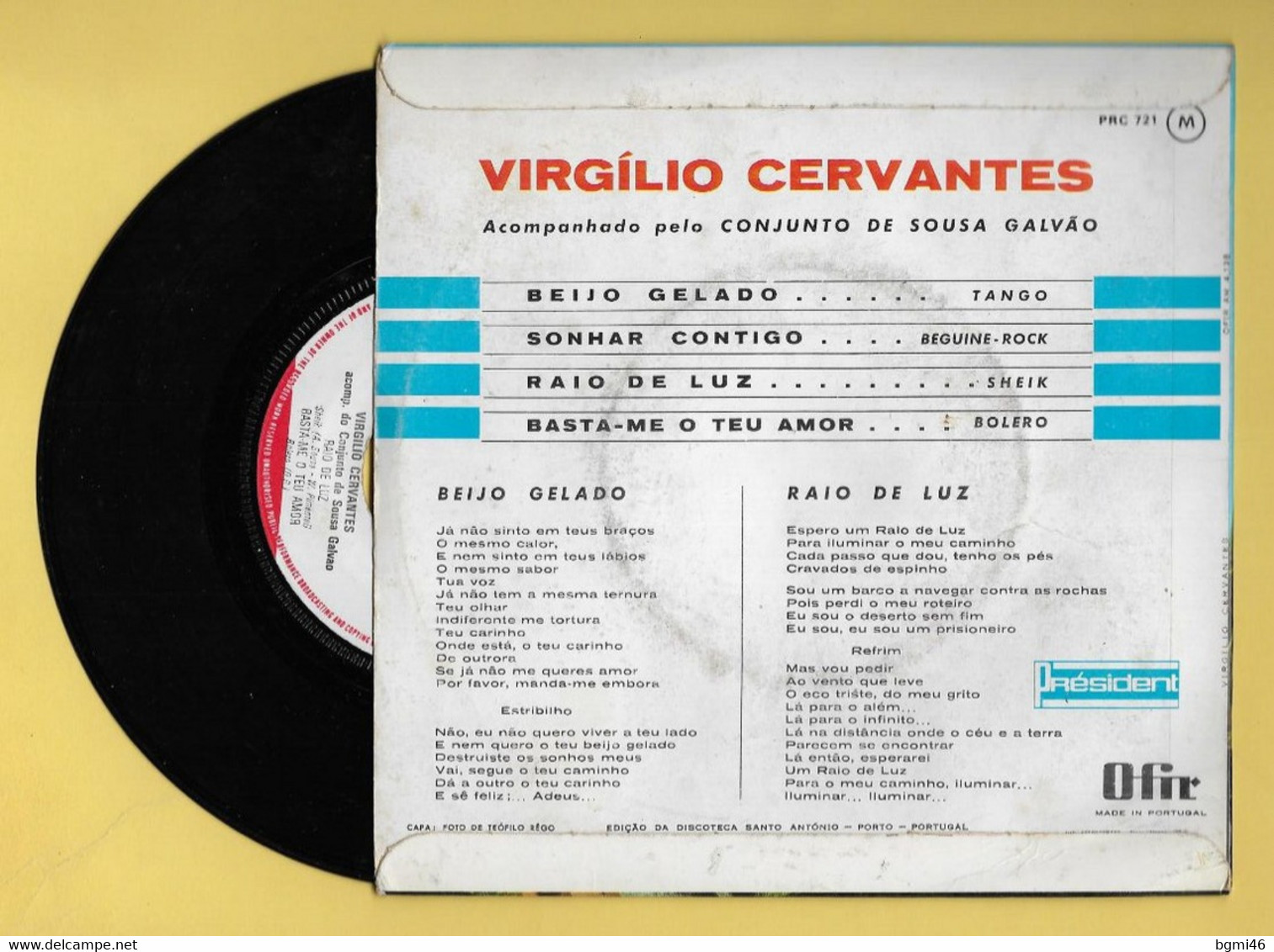 Disque Vinyle 45 Tours : VIRGILIO CERVANTE :  (  Voir Les Titres Dans La Description )..Scan A  : Voir 2 Scans - Instrumentaal
