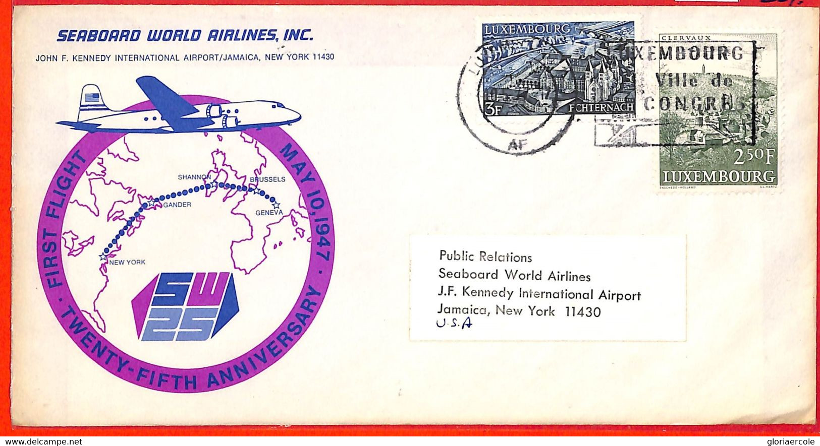 Aa3441 - LUXEMBOURG - Postal History - FIRST FLIGHT COVER Seaboard World Airline - Brieven En Documenten