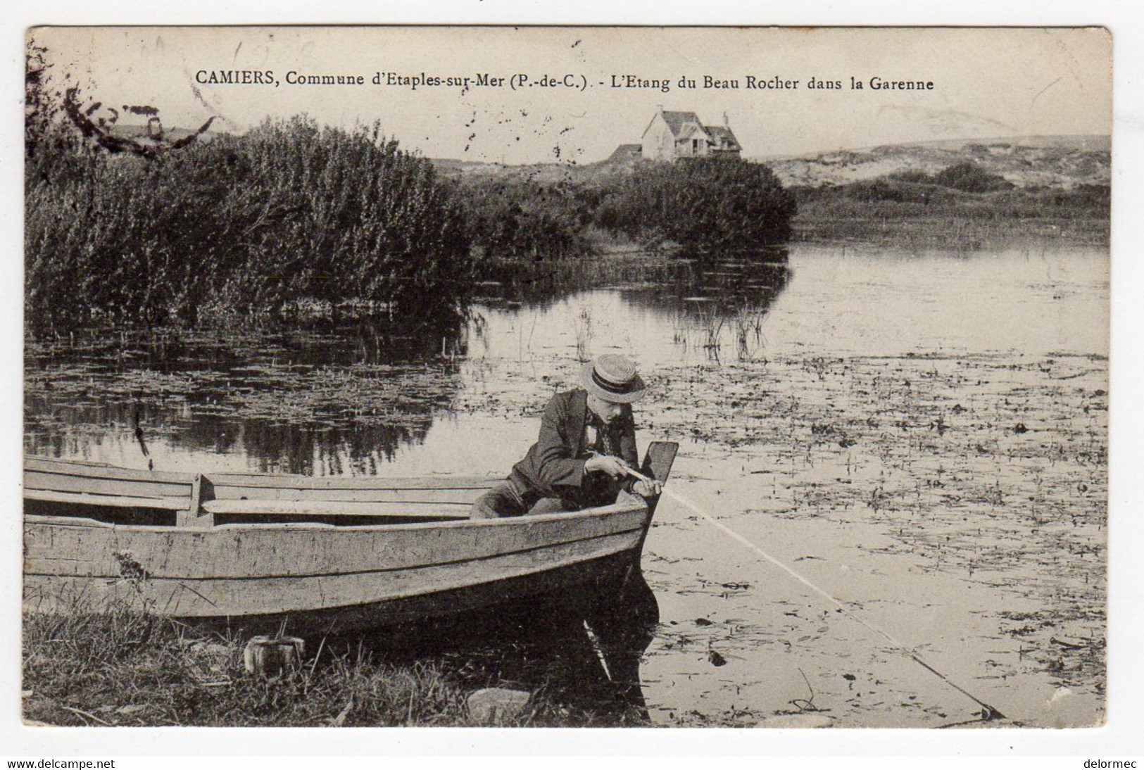 CPA Camiers Commune Etaples Sur Mer 62 Pas De Calais étang Du Beau Rocher Dans La Garenne Pêcheur Barque éd Caron Cousin - Etaples