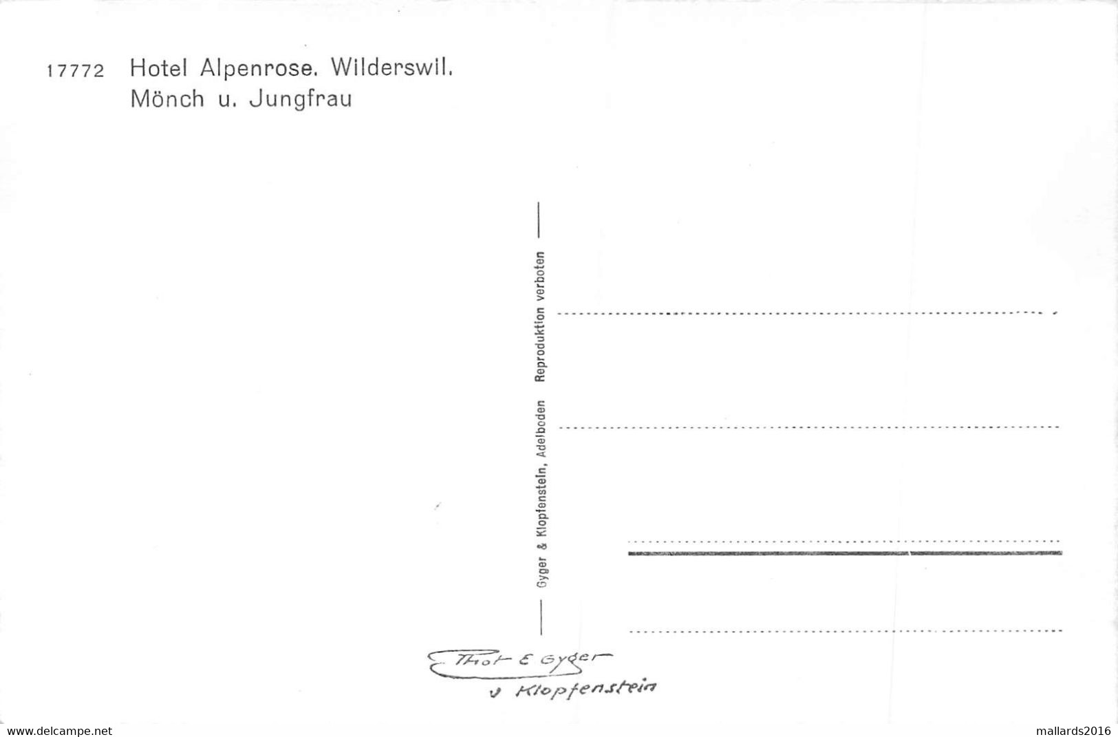 WILDERSWIL - HOTEL ALPENROSE ~ AN OLD REAL PHOTO POSTCARD #223530 - Wilderswil