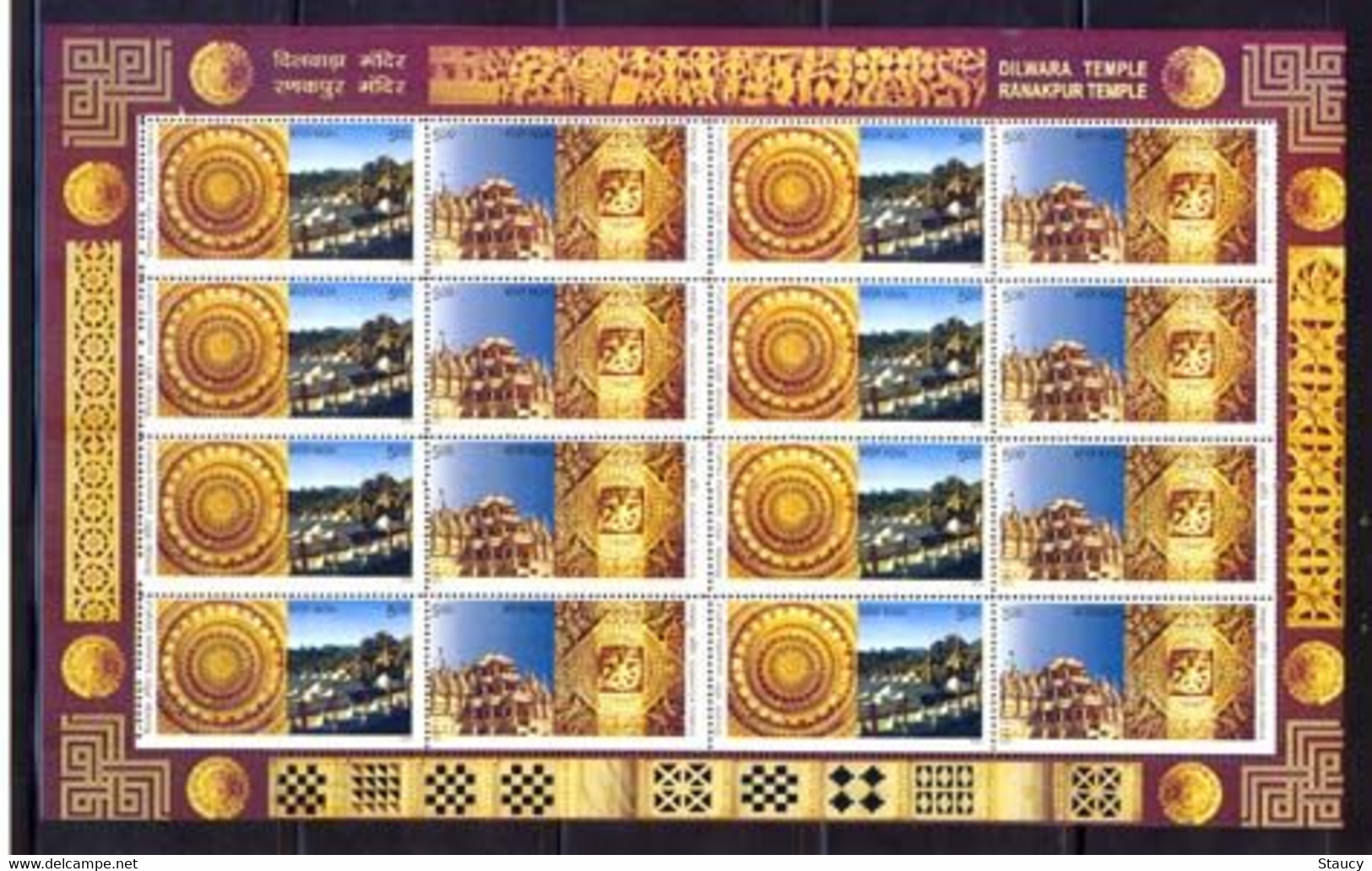 India 2009 UNESCO Dilwara Temple Heritage Buildings Architecture Jainism FULL SHEETLET MNH, P.O Fresh & Fine - Induismo