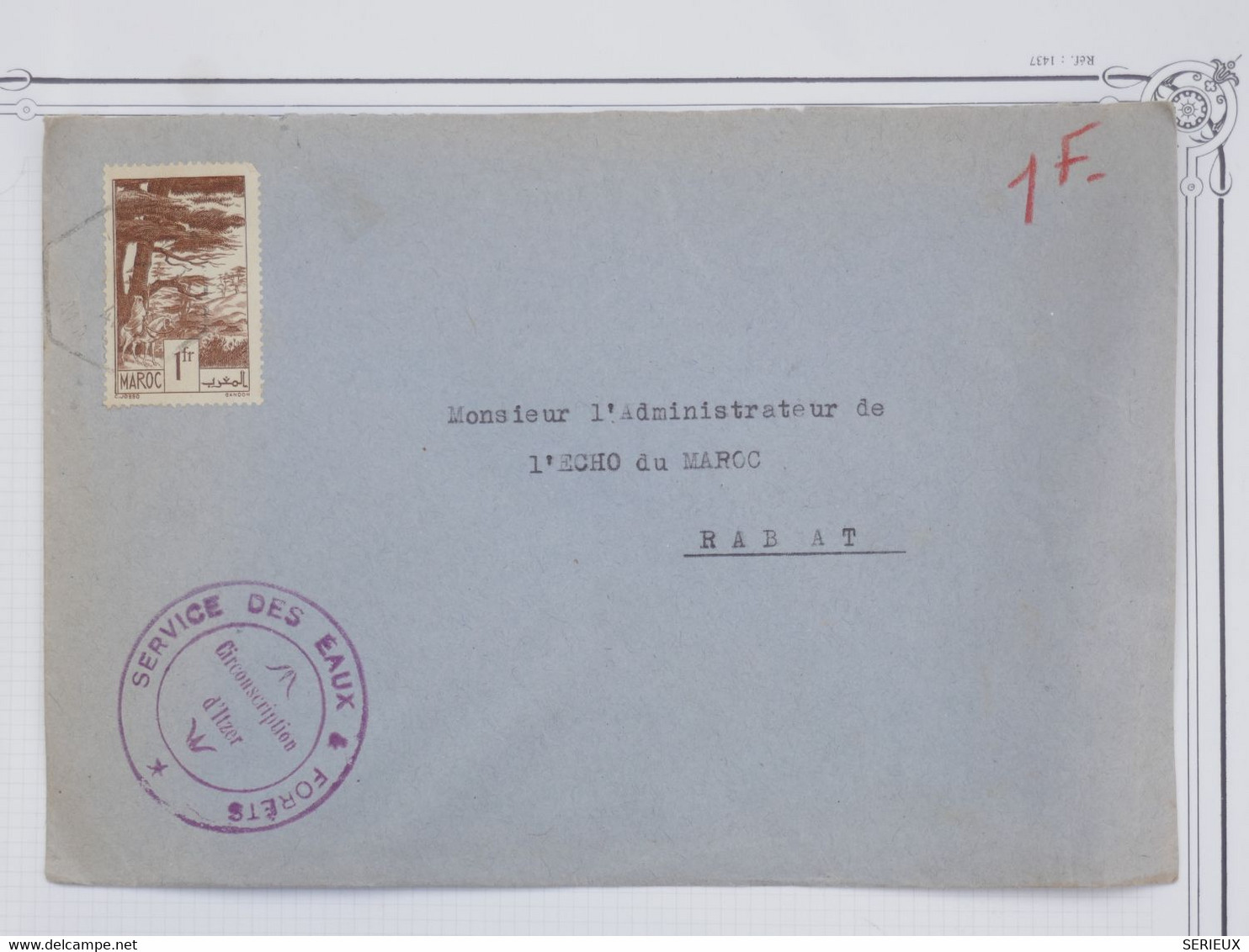 BG18 MAROC  BELLE  LETTRE 1941 SERVICE DES EAUX FORETS  A RABAT   +ECHO ++   +AFFRANCH. INTERESSANT + - Brieven En Documenten