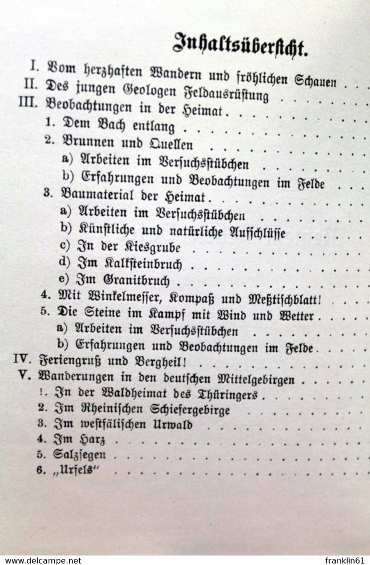 Geologisches Wanderbuch. Erster Teil. - Schulbücher