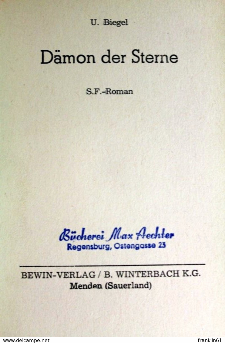 Dämon Der Sterne , SF.-Roman - Science Fiction